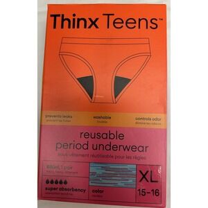 Thinx Teens Reusable Period Underwear Panties Blue/Pink Super Absorption  XL NIB